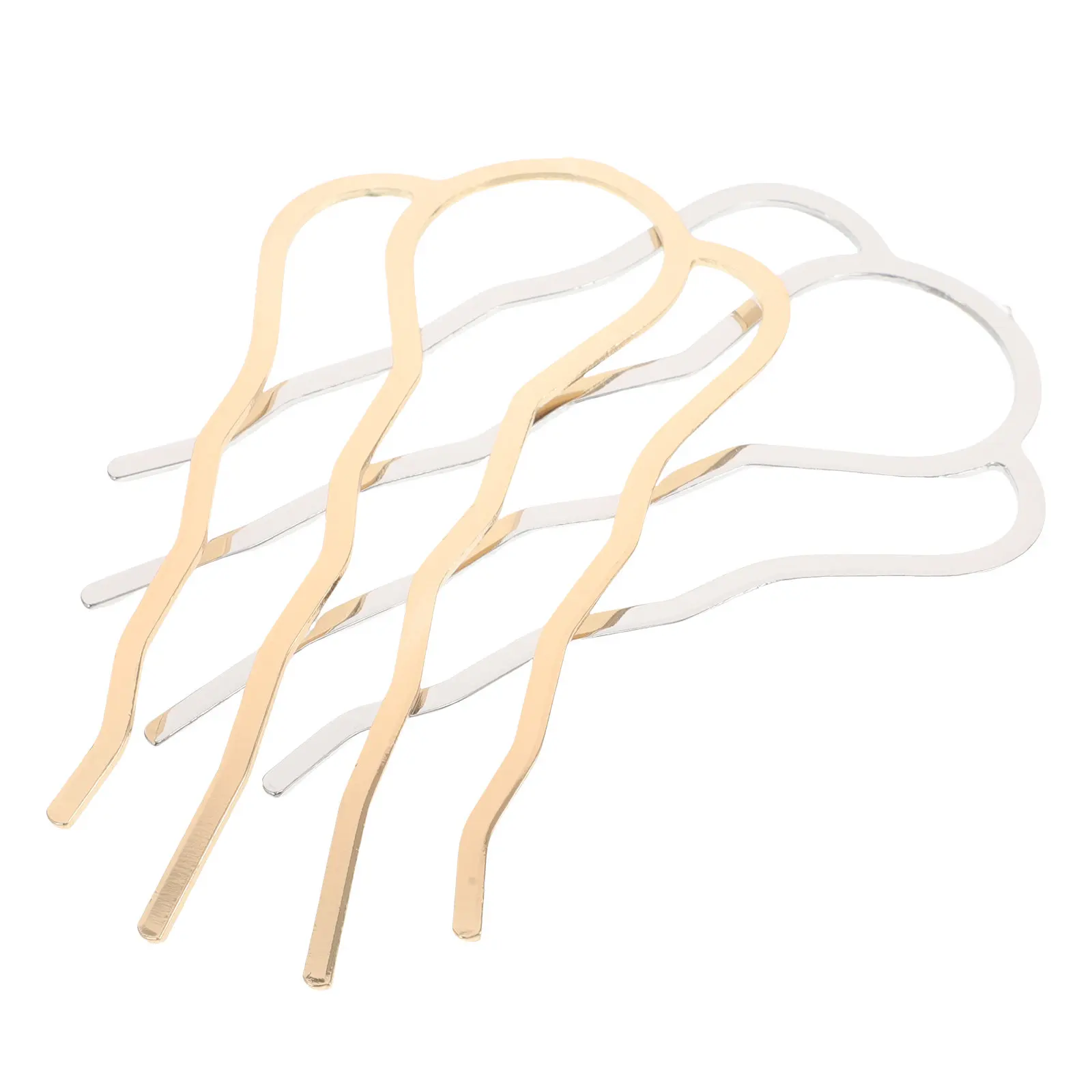 

2Pcs Decorative Metal Hair Comb Four Teeth Vintage Chinese Updo Pin U Shape Hair Fork for Women Twisting Stick Bun Holder