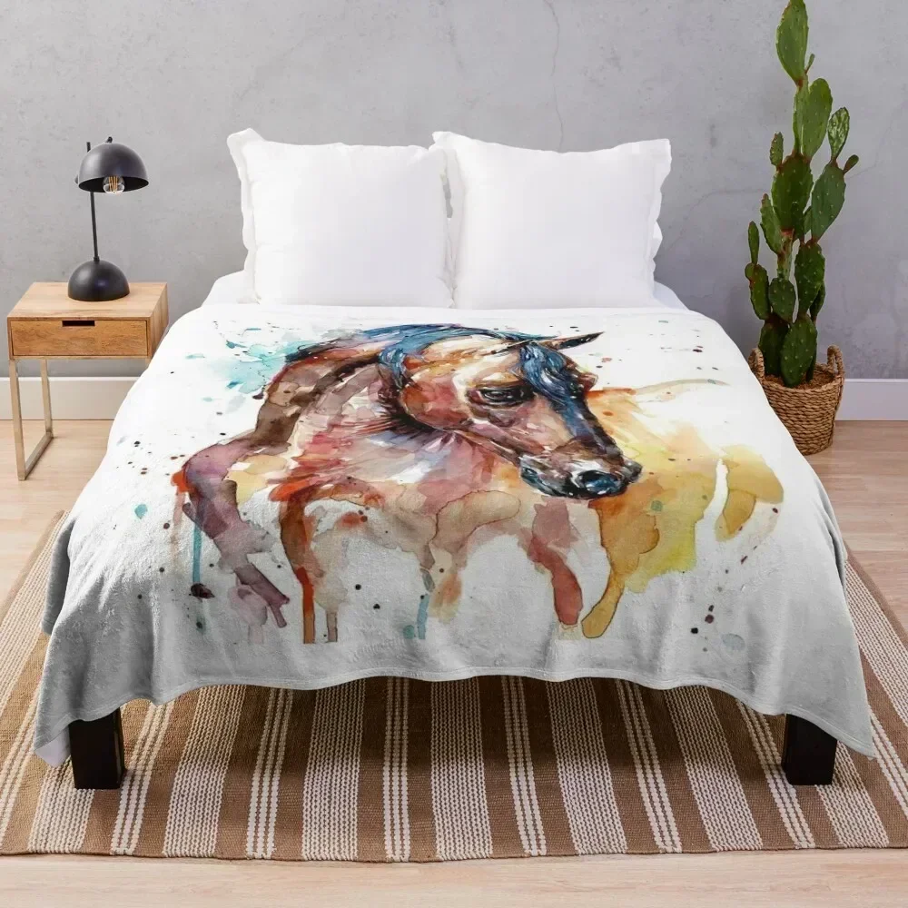 

Portrait of an Arabian horse Throw Blanket Shaggy Furry Soft Blanket for Bedroom Living Room