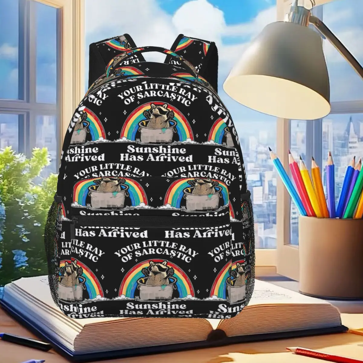 

Sassy Sarcastic Raccoon Your Little Ray Backpack Student Boys Girls BookBag Kids School Bag Laptop Shoulder Bags for Men Women