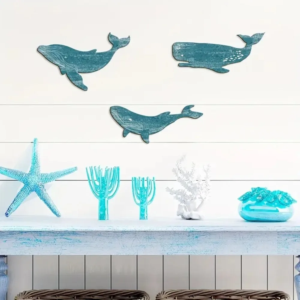 

Creative Wooden Whale Shark Wall Ornament Rustic Wall Art Whale Signs Pendant Retro Funny Ocean Animal Decoration Cafe Bar