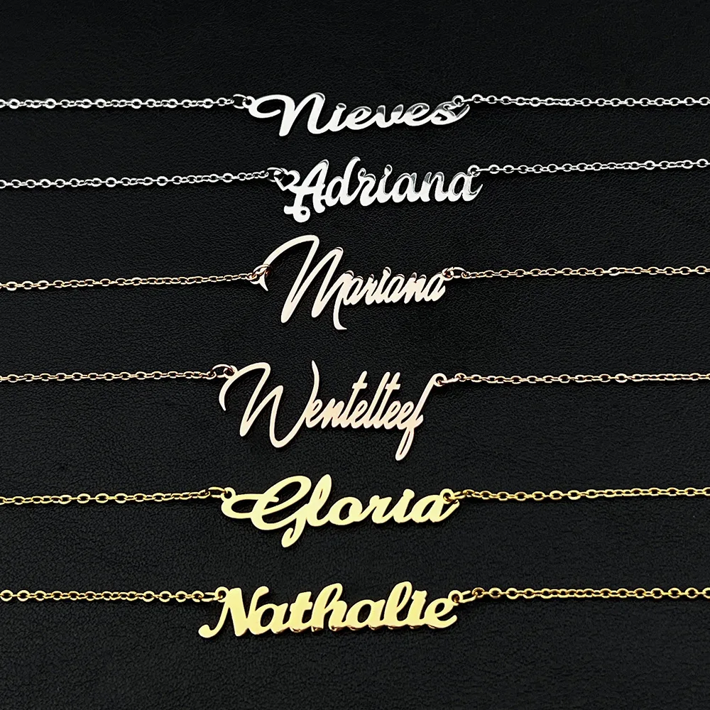 

Customized Fashion Stainless Steel Name Necklaces Personalized Letter Jewelry for Women Men Pendant Nameplate Gift Dropshipping