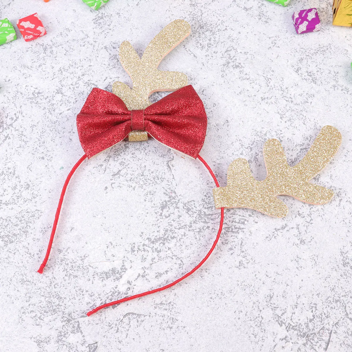 

2Pcs Kids Christmas Deer Antler Headband Glitter Bowknot Hair Hoop Lightweight Party Hair Accessories Christmas Headband