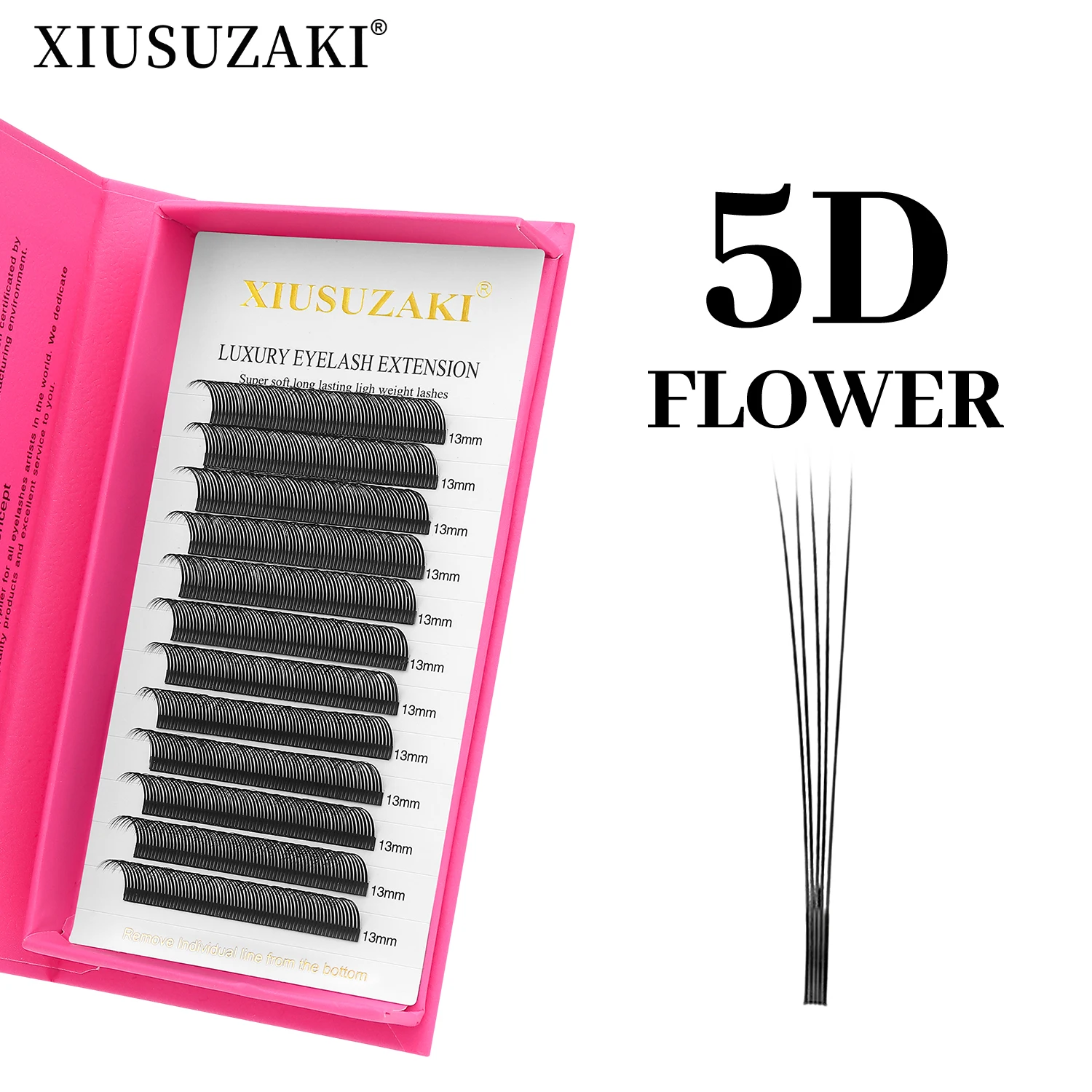 XIUSUZAKI 5D Flower Fairy Flora Lashes Cluster Classic Individual False Lashes Professional Matte Black 5D Eyelashes Extensions