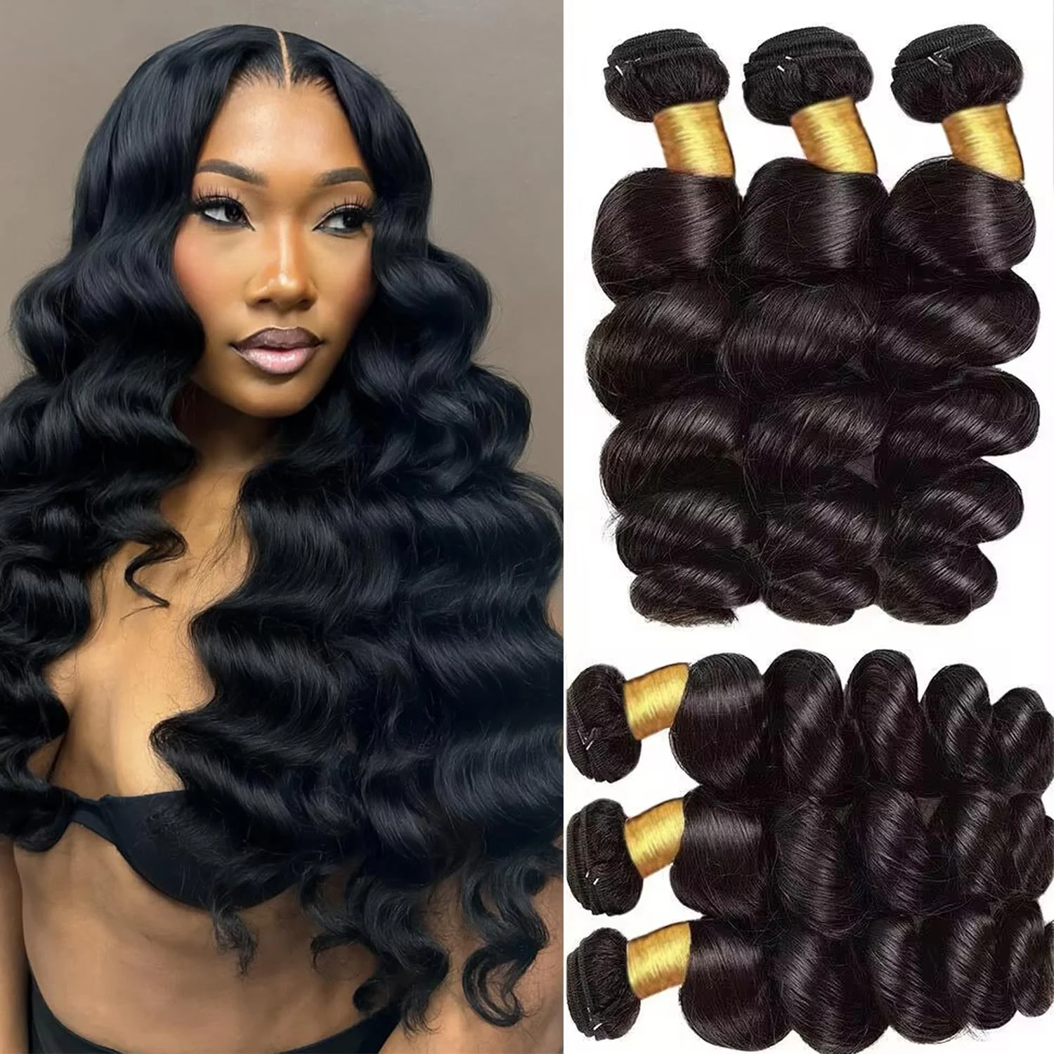 

Свободные волнистые пучки 100% необработанные девственные бразильские волосы Remy Свободные волны Наращивание человеческих волос Натуральный цвет Свободная волна