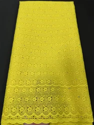 African Nigerian Sewing Guipure Embroidery Dresses, Sequins High Quality, Tulle Lace Fabric, 5Yards,Latest, 2024 cotton hz1205