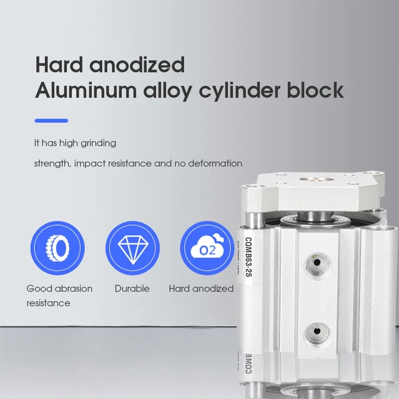 CQMB SMC tipo CQMB20/25/32 sin carrera magnética 5-100mm cilindro de aire fino varilla guía de doble efecto cilindro neumático compacto