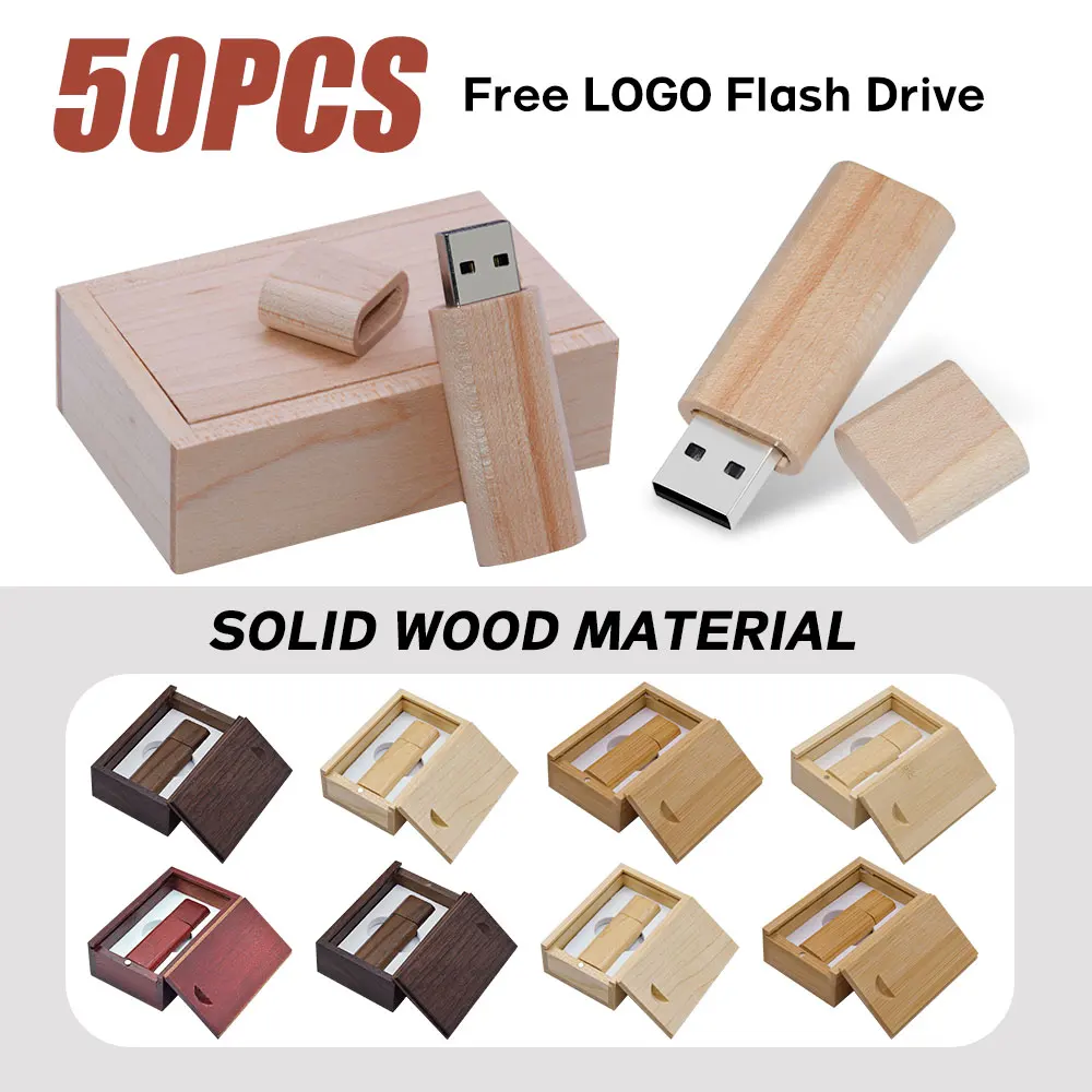 

50pcs/lot USB 2.0 free Custom LOGO wooden card + packing box flash drive Memory stick pendriver 8GB 16GB 32GB 64GB 128GB gift