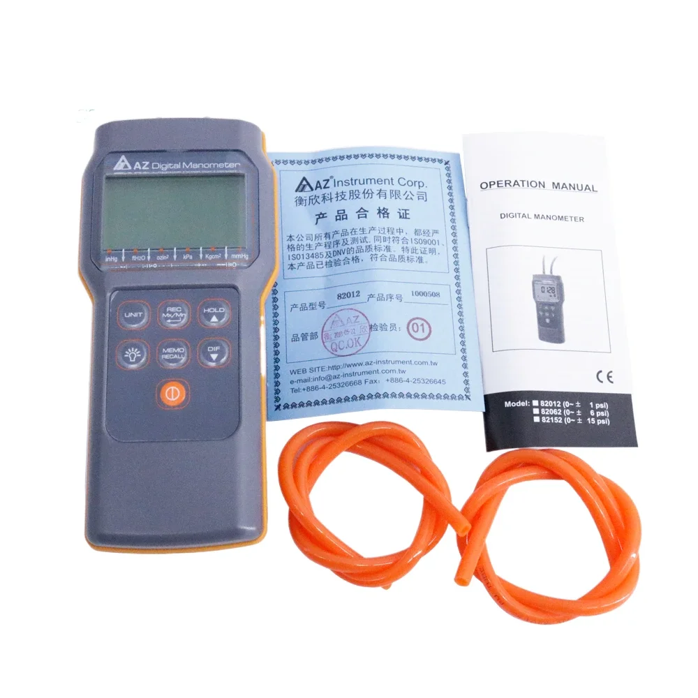 AZ82012 Digital Display Manometer Pressure Gauge Differential Pressure Meter with PC Interface 1psi