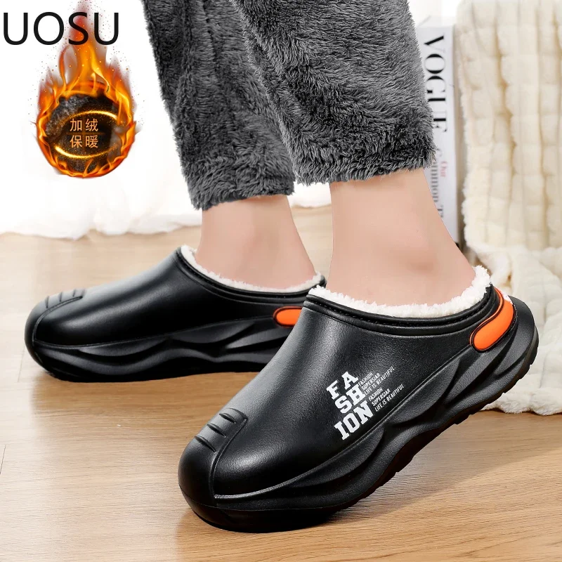 Eva Slipper Men Fashion Shoes Soft Comfortable Lightweight Trendy All-match Keep Warm UOSU Warm Plush Explosive Style Shoe New