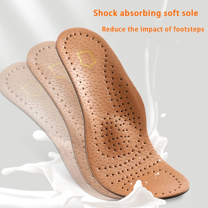 1/2Pair Flat Feet Arch Support Orthotic Insoles Latex Shock Absorbing Shoe Sole Soft Comfort Shoe Pad Leather Breathable Insoles