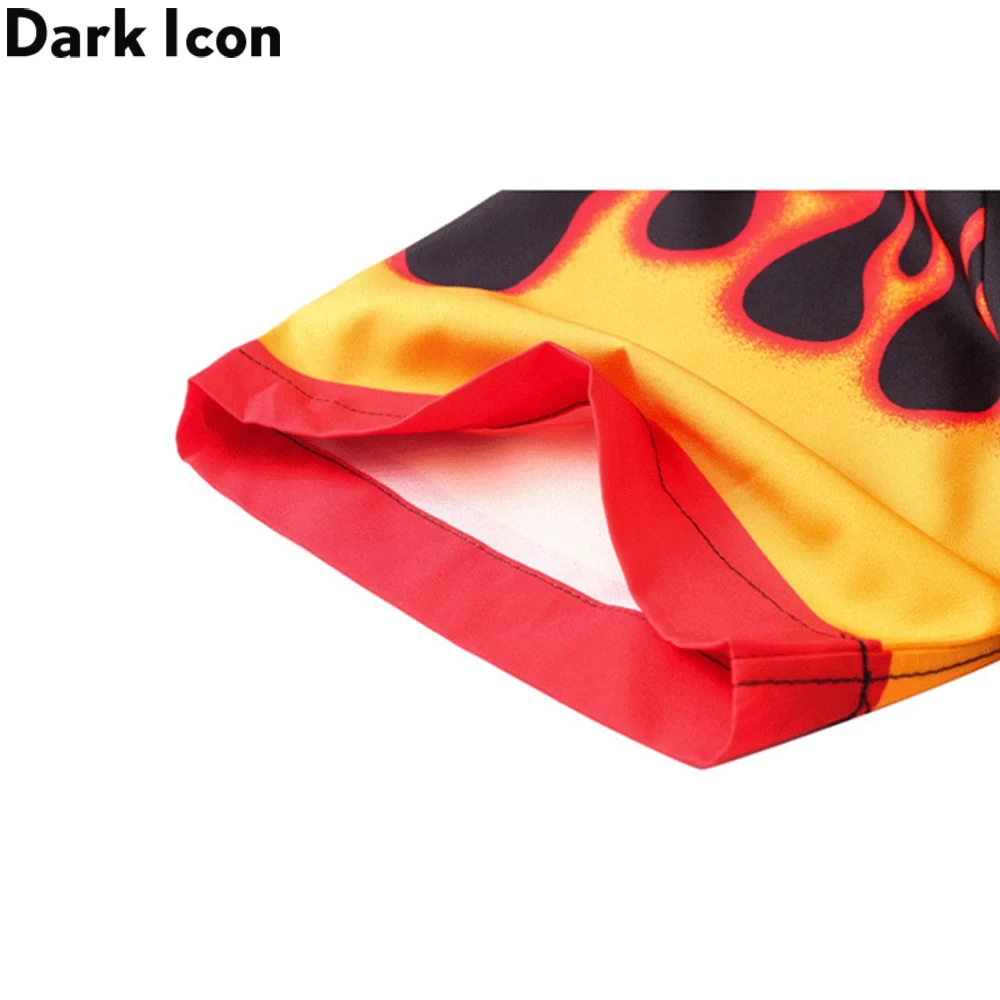 Dark Icon Flame Printed Men\'s Shirts Button Down Vintage Summer Street Shirts for Man Holiday Beach Shirts Hip Hop Man Clothing