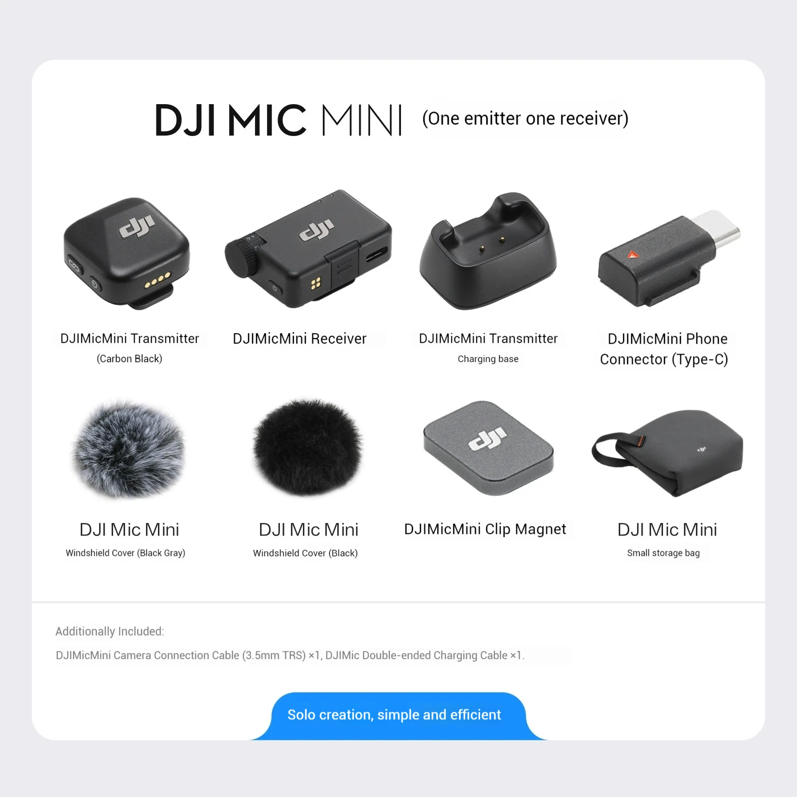 DJI Mic Mini 2TX 1RX Add Charging Case Two-Level Active Noise Cancelling 48-Hour Operation High-Quality Audio Stable Transmissio
