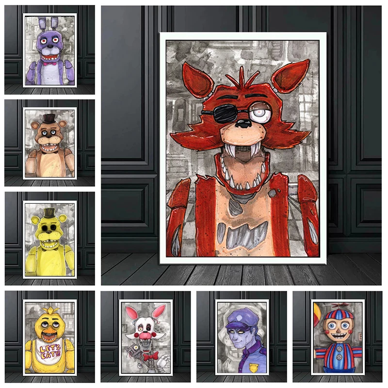 Poster Wall Art Pictures Freddys Five Nights FNAF-Ultimate Group Game Canvas Painting Prints Playroom Gamer Room Bar Home Decor