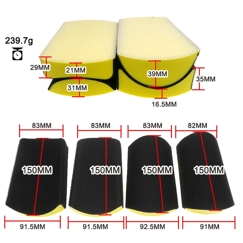 Blocchi abrasivi manuali da 6 pollici 5 pezzi rettangolo e gancio a forma di topo per supporto per gancio per la lavorazione del legno supporto per carta vetrata per mobili