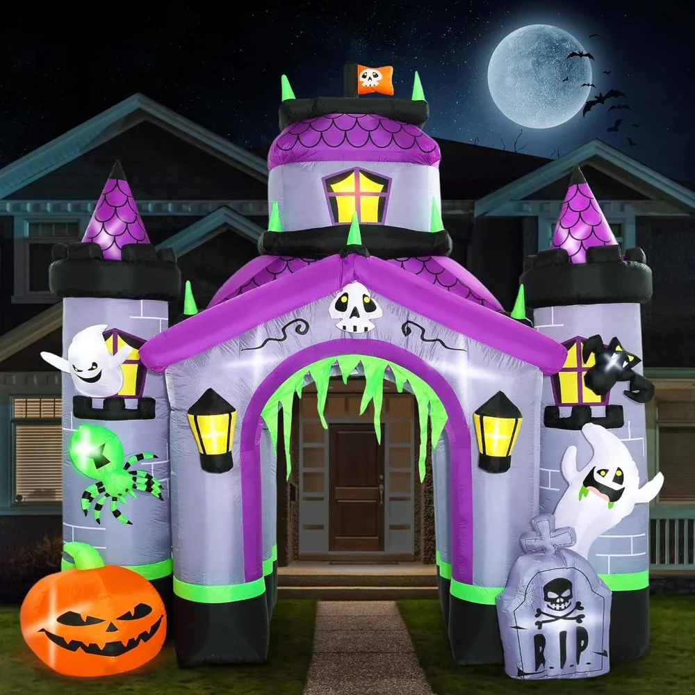 

Halloween Inflatables Giant 12.5 FT Haunted House Castle Archway Outdoor Decorations Inflatable Halloween Outside Haloween Decor