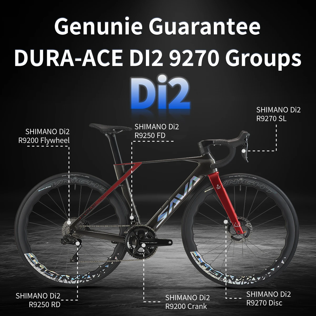 SAVA 2024 R23 CRN 9.0 Carbon Fiber Complete Road Bike, 700C Electronic Shift Bike, Adult Bike SHIMANO DURA-ACE DI2 9270 Group