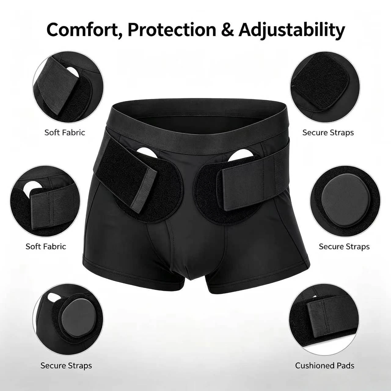 Soft Groin Support Truss with Compression Pad, Comfortable Inguinal Hernia Belt for Daily Wear, Ease Post-Surgery Strain & Disco