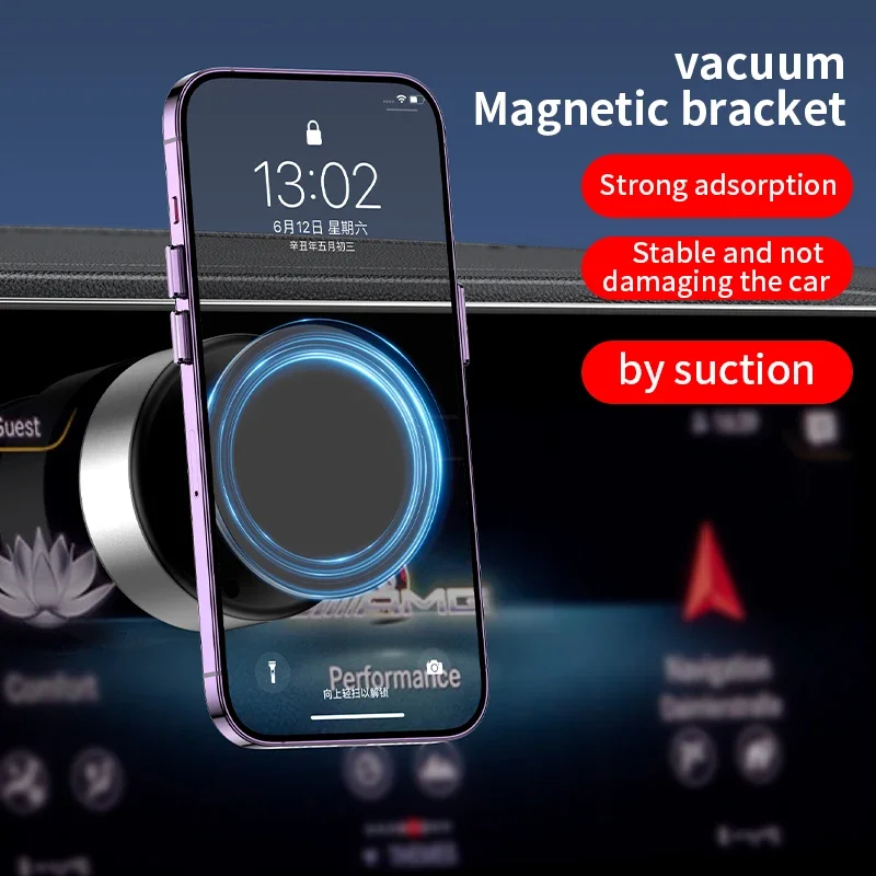 360° Rotating Magnetic Phone Holder Car Magnetic Vacuum Adsorption Bracket Wireless Phone Magnetic Charger for Car