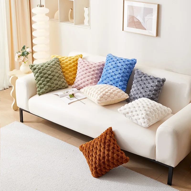 Snowflake Plush Turtle Back Cushion Cover, Sofa Pillow Case, Waist Pillowcase, Living Room, 45x45cm, 30x50cm