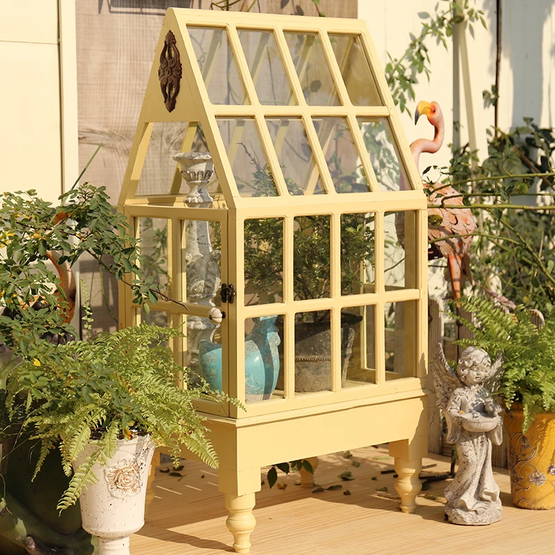 Solid wood glass flower house, conservatory, floor flower stand, succulent plant sun room, indoor cold-proof flower room decorat