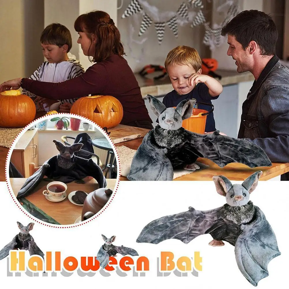Lovely Grey Bat Plush Stuffed Bat Doll Plush Throw Pillow For Boys and Girls Christmas Halloween Decoration Holiday Gifts