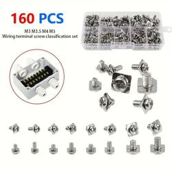 160pcs electrical wiring terminals, square combination screws, round head cross groove with square gasket, two combination screw