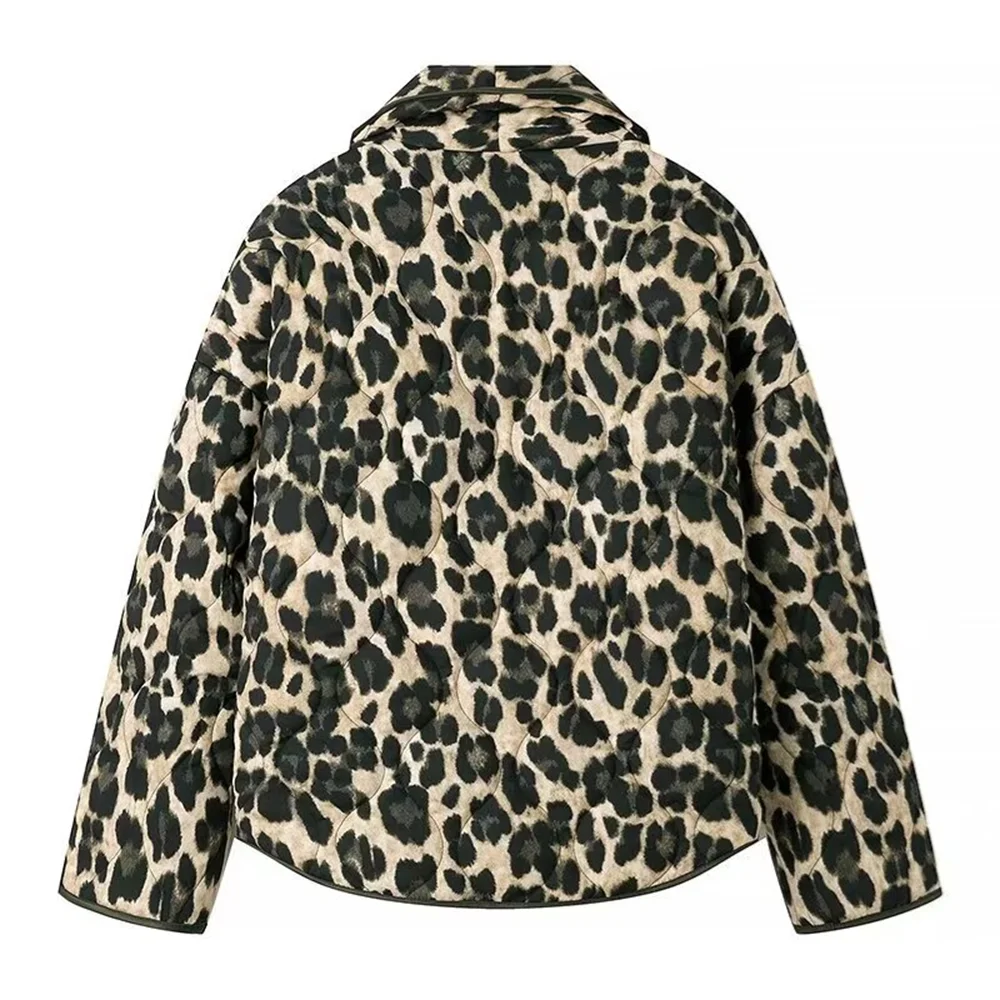 PB&ZA2024 autumn new women\'s clothing fashionable temperament lazy style cotton coat versatile casual leopard print jacket