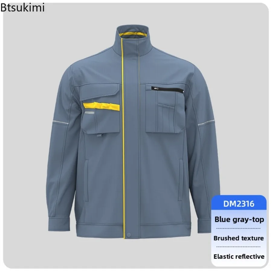 Anti-Static Spring Autumn Long Sleeve Work Uniform for Men Workshop Factory Workwear Color Blocked Wear-resistant Work Jacket