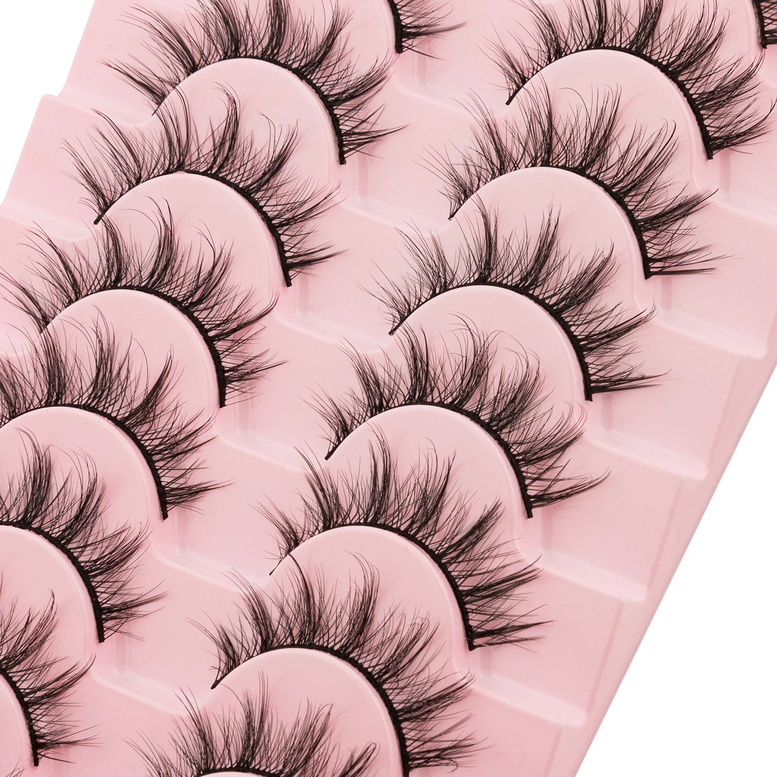 7/10 Pairs False Eyelashes Cat Eyes Super Fluffy False Mink Eyelashes Dramatic Long Thick Eyelashes Makeup Tools Eyelash Extensi