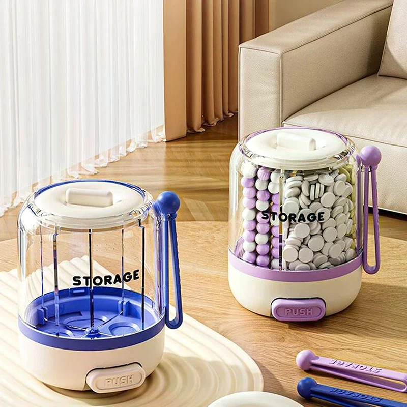 صندوق حبوب دائري مكون من 4 أقسام علبة حبوب منع الحمل توزيع الأدوية صندوق دواء يومي صغير محمول منظم حاوية تخزين الكمبيوتر اللوحي