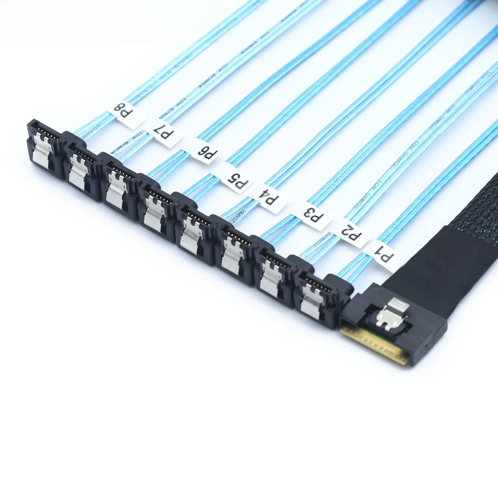 PCI-E Slimline SAS SFF-8654 8I all-inclusive anti-skew plug-in to 8X SATA90 degree high-speed cable