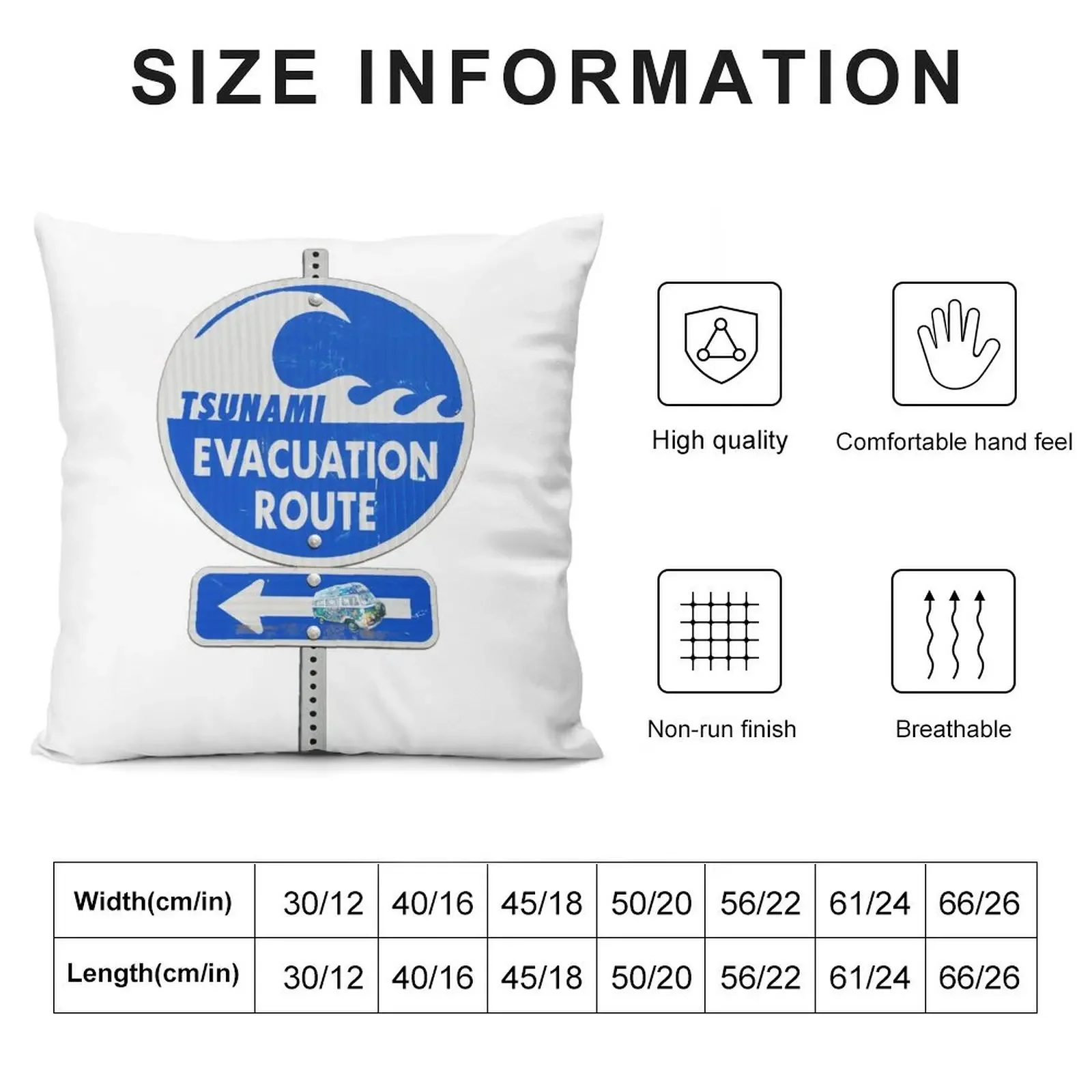 road sign tsunami (left arrow) Throw Pillow Pillowcases Cushion Covers Sofa ornamental pillows Decorative Cushions pillow