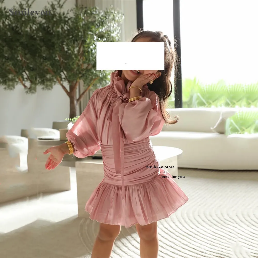 smileven-abiti-da-damigella-rosa-arabia-saudita-con-collo-alto-e-gonna-corta-plissettata-abiti-da-festa-per-ragazze-vestiti-per-ragazze-personalizzati