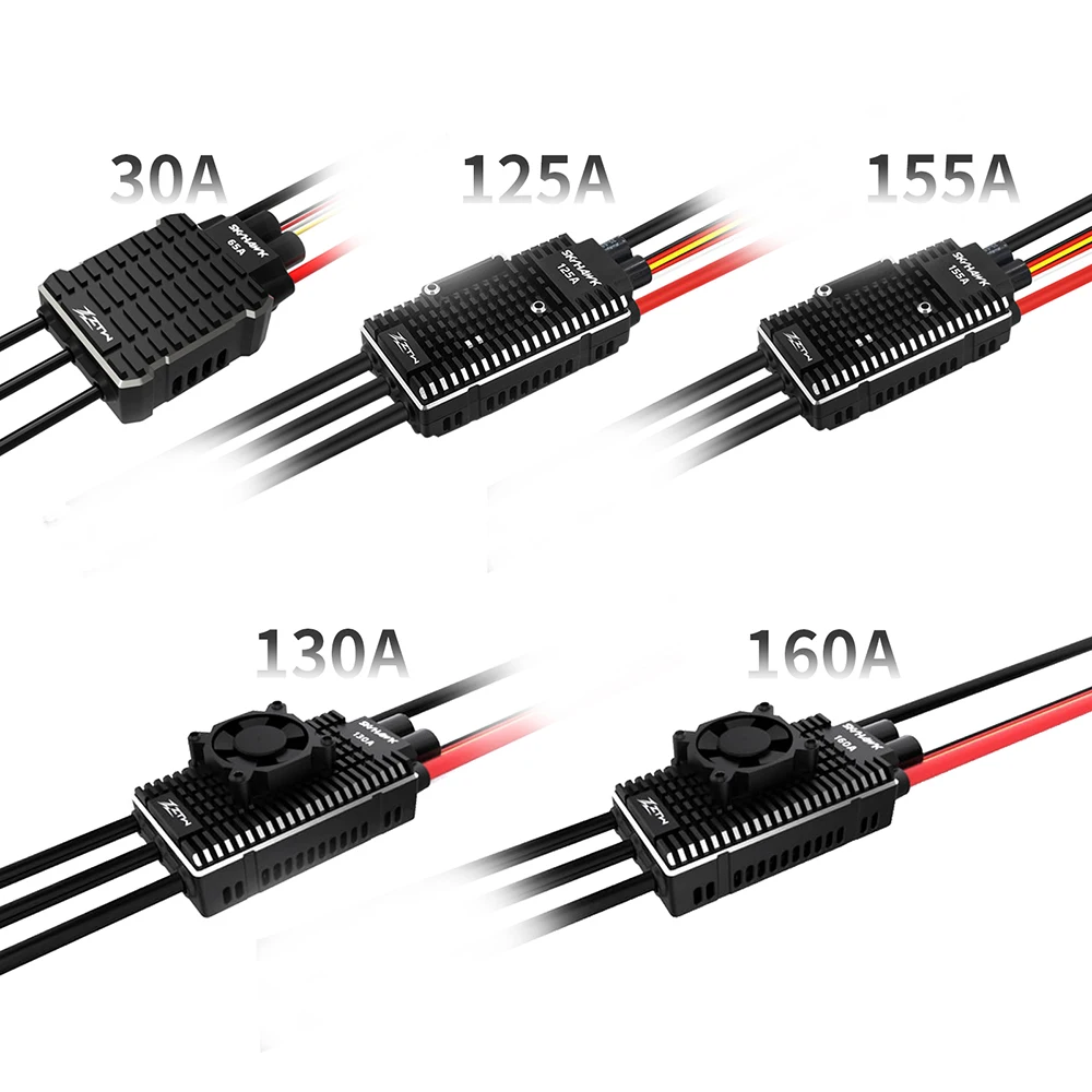 ZTW 32-Bit Skyhawk 65A/125A/155A/130A/160A Brushless ESC Telemetry 6-14S HV SBEC 6V/7.4V/8.4V 10A Speed Control for RC Airplane