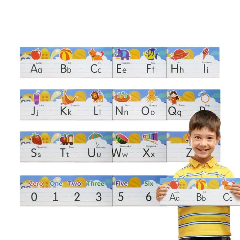 알파벳 포스터 차트 벽 알파벳 차트, ABC 숫자 줄 0-10 숫자 및 A to Z 글자, 교실 침실용 보육 장식