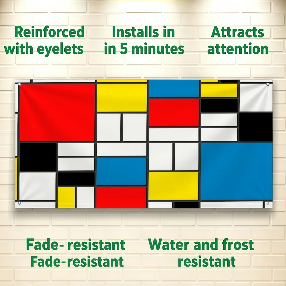 Art Fashion M-Mondrian-ES flag For Room Dorm Camping Picnic Art Style Garage Bar wall Decoration Banner