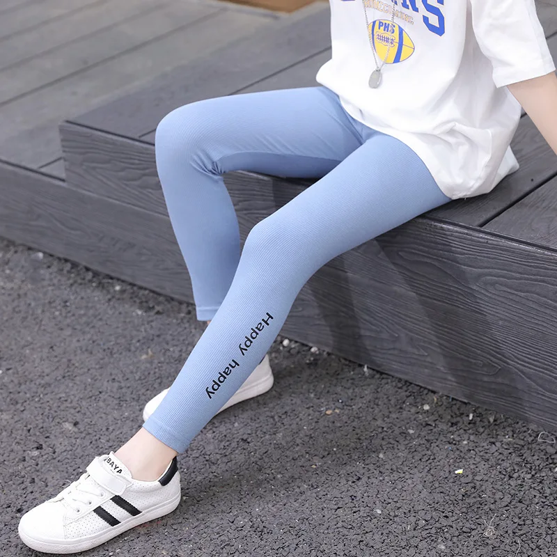 Spring Summer Girls Ultra-Thin Modal Pants Kids Soft Elastic Leggings Girl Children Skinny Letters Trousers Clothes 3-15Y