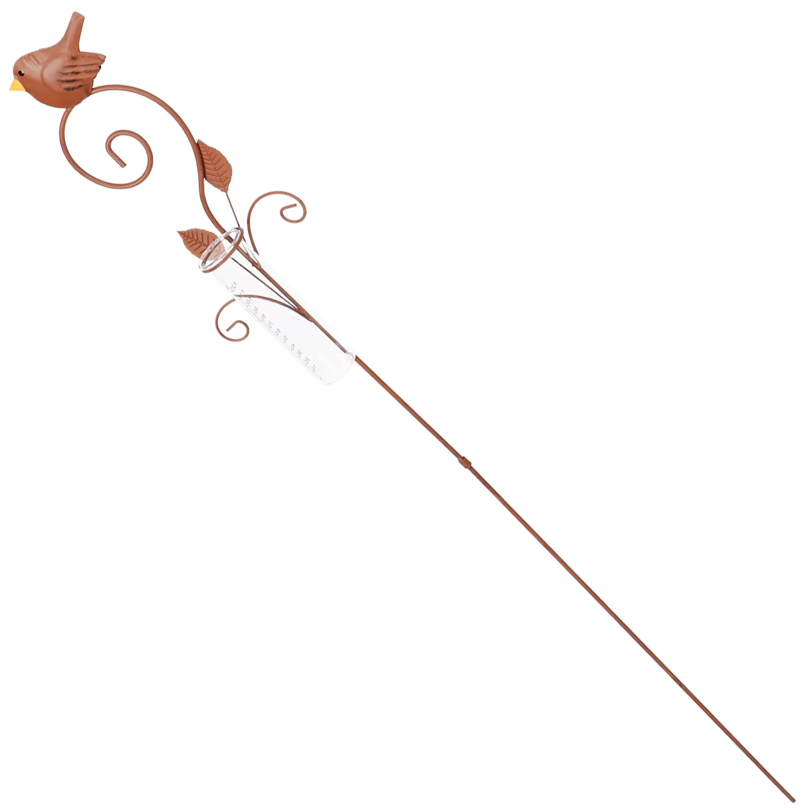 Exquisite Vintage-Style Decorative Rain Gauge for Outdoor Garden Lawn Yard Fence with Iron Stake Accurate Rain Measurement Tool