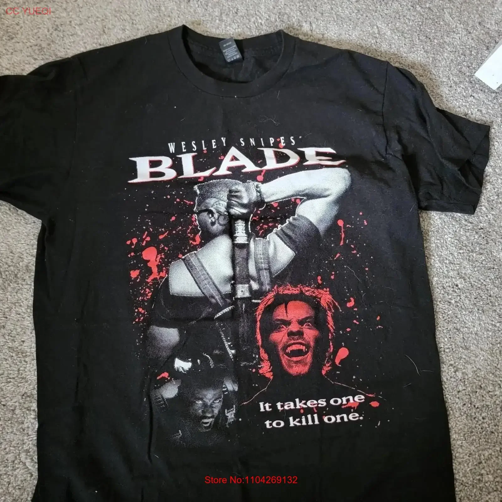 Vintage style Blade Movie short sleeve black color classic shirt VK02542 vintage Washed Unisex Soft streetwear fashion Slightly