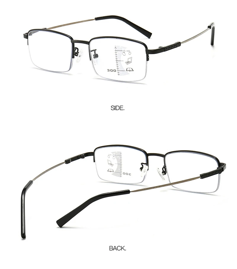 2025 Titan Photochrome Multifokale Lesebrille Männer Anti Blaues Licht Progressive Multifokus Chameleon Objektiv Gläser 1,0-4,0 – Detail 6