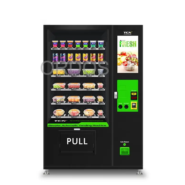 Belt Conveyor Glass Water Healthy Food Fruit Salad Egg Vegetable Combo Elevator Vending Machine