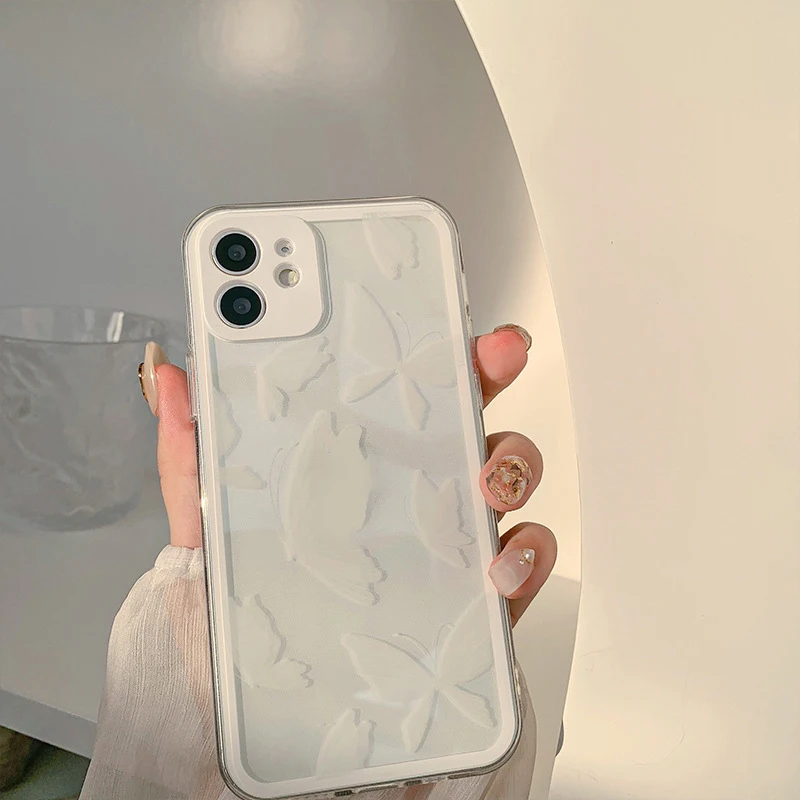 Чехол для смартфона iK24 для iPhone 11 12 13 Pro Max Mini X XR XS, роскошный силиконовый ударопрочный чехол для сотового телефона из ТПУ С Рисунком бабочки