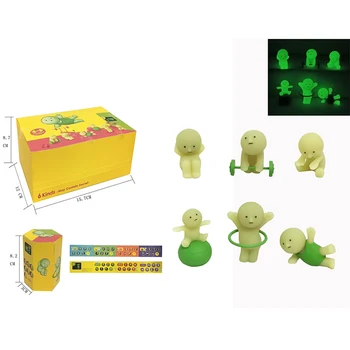 Smiski Hippers اليوغا اللياقة البدنية سلسلة شخصية صغيرة لطيف Noctilucent الديكور دمية غرفة نوم سلسلة صندوق أعمى نموذج الحلي هدية