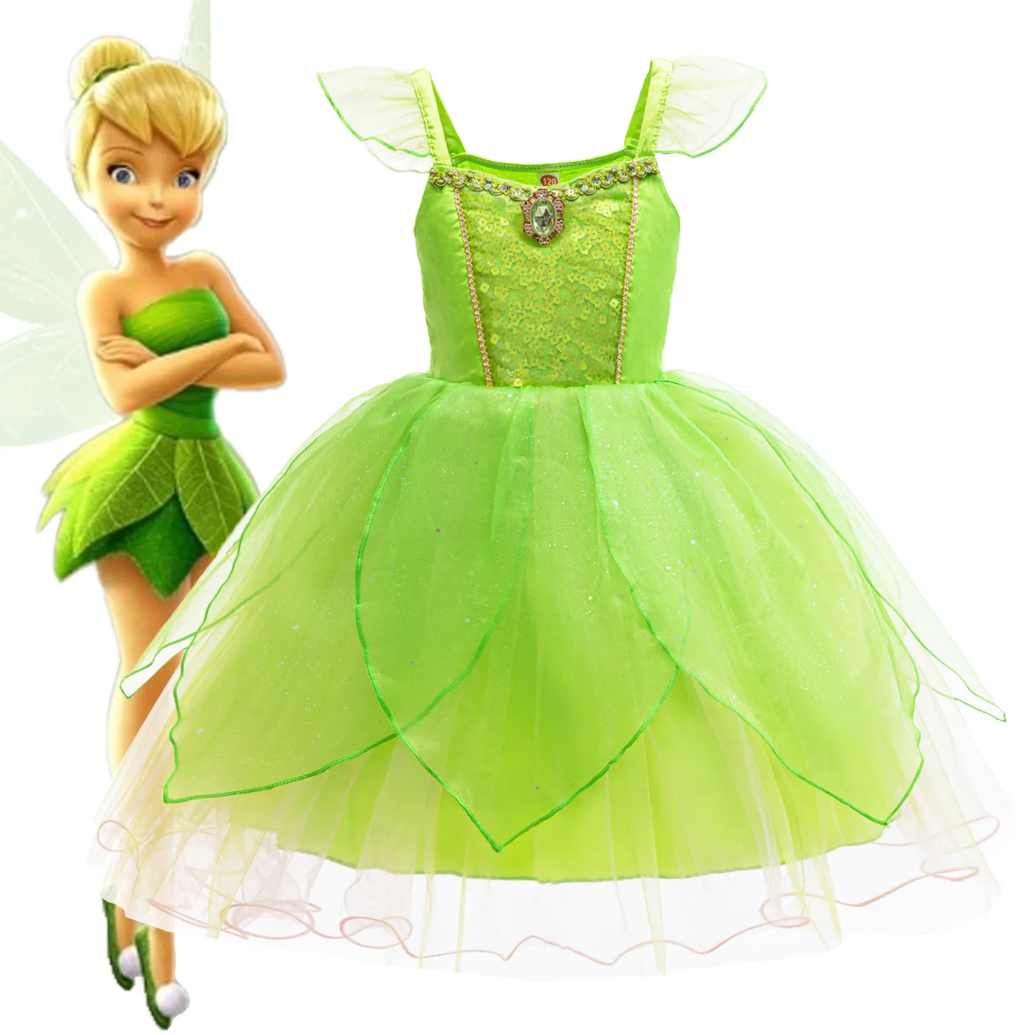 

Shiny Toddler Little Girls Movie Princess Tinker Bell Birthday Party Cosplay Halloween Holiday Easter Dress