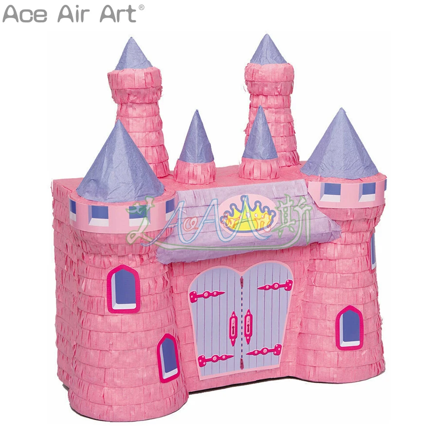 Outdoor/Indoor Pink Inflatable Cartoon Castle, Inflatable Tent with Zipper Door and Decorative Small Windows for Kids Party