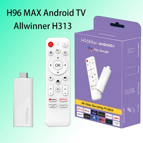 H96 MAX Android Allwinner H313 TV Stick con 2,4G 4K 3D HDR remoto Android 14 BT5.0 Quad Core reproductor multimedia doméstico asistente de voz