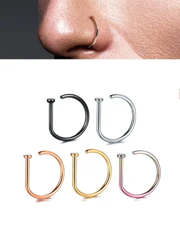 Fake Nose Ring Hoop Lip Labret Ring for Women Non Pierce Hoop Nose Ring  Septum Hoop  Ring Tragus Rook Ring Non Piercing Jewelry