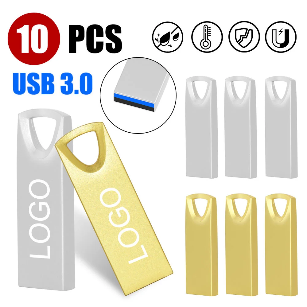 

10 шт./лот, металлический USB-флешка, 8 ГБ, 16 ГБ, флэш-накопитель, 32 ГБ, 64 ГБ, флэш-накопитель, 128 ГБ, U-диск, подарок, бесплатный индивидуальный логотип