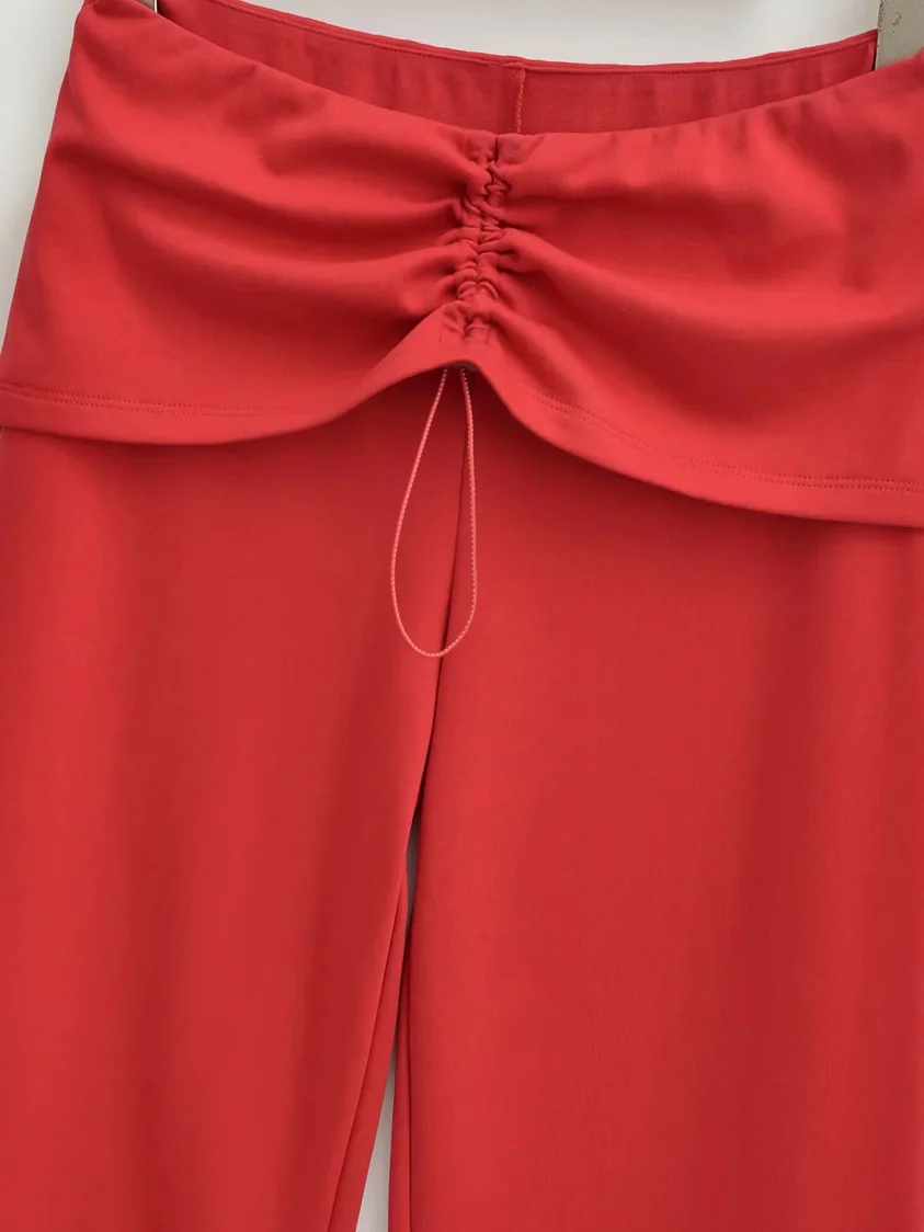 Pantaloni a gamba dritta pieghettati in due pezzi falsi retrò americani Pantaloni sportivi da ragazza caldi casual comodi da donna Autunno versatile