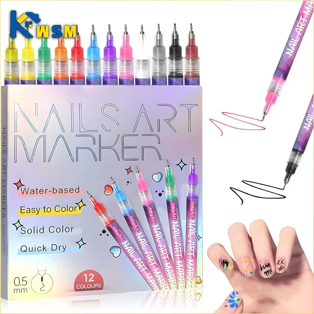 

Ручка для дизайна ногтей «сделай сам», 0,5 мм, тонкий наконечник, кисть для рисования лайнера для гель-лака, быстросохнущий водонепроницаемый инструмент для маникюра